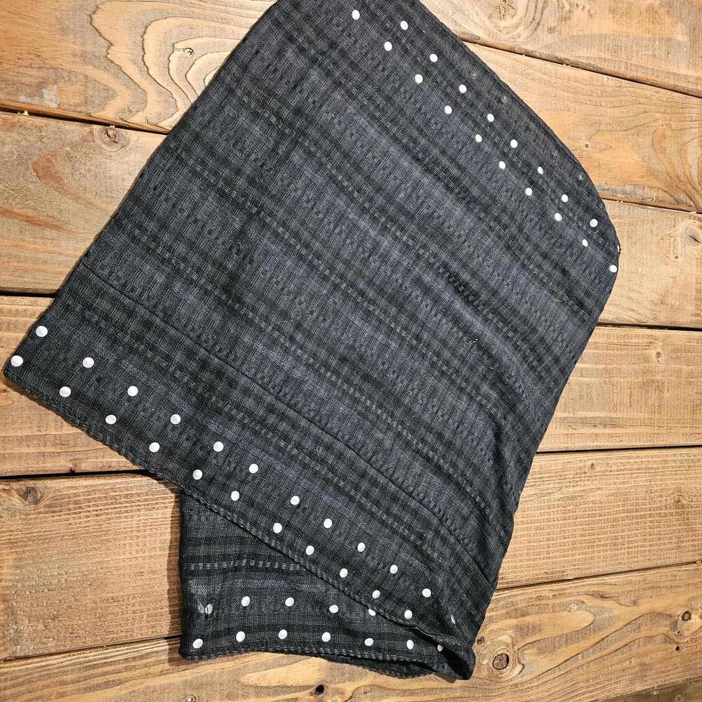 Chic Black Textured Infinity Scarf with Studded Details